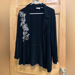 Chico’s travelers size 3 embroidered and sequin embellished cardigan